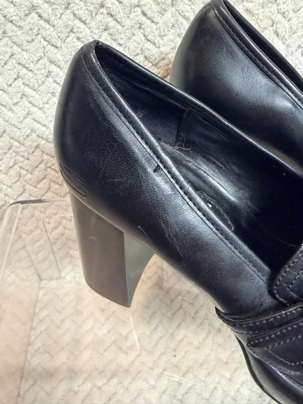 Vtg‎ 90s SKECHERS Womens 6 Chunky Platform Loafers Buckle Black Faux Leather Y2K